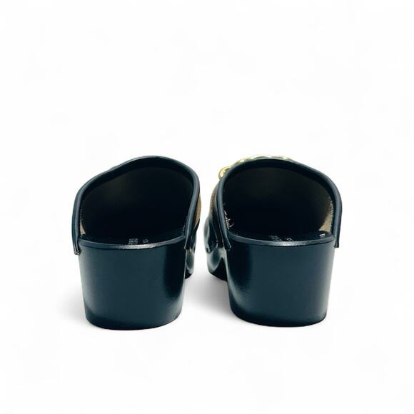 NIB Saint Laurent YSL Le Maillon EU 38 US 8 Chain Clogs Black Leather Shoes $945 - Picture 8 of 12